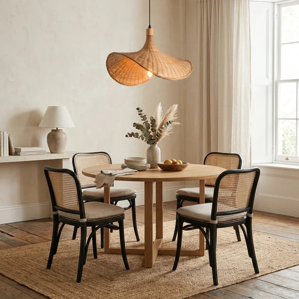 20" Werner Bohemian Handwoven Bamboo Island Pendant Light