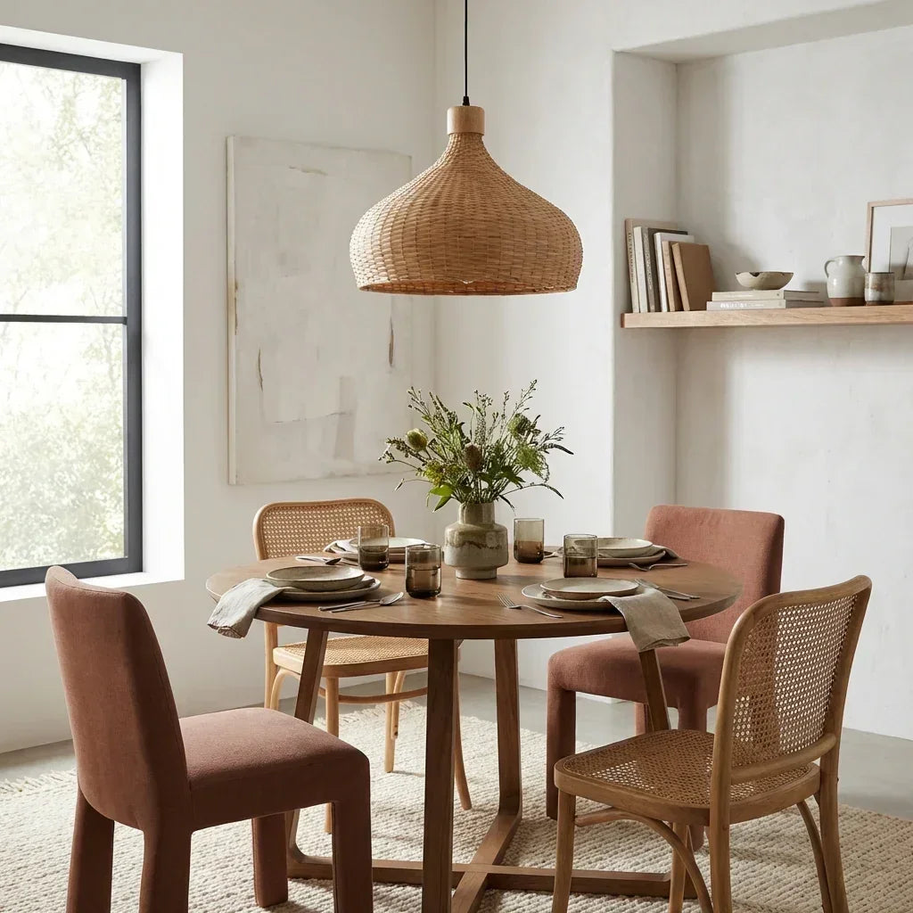18" Winfred Bohemian Handwoven Bamboo Island Pendant Light