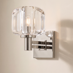 Inspired Demaret Style 8" Crystal Wall Sconce – Polished Nickel