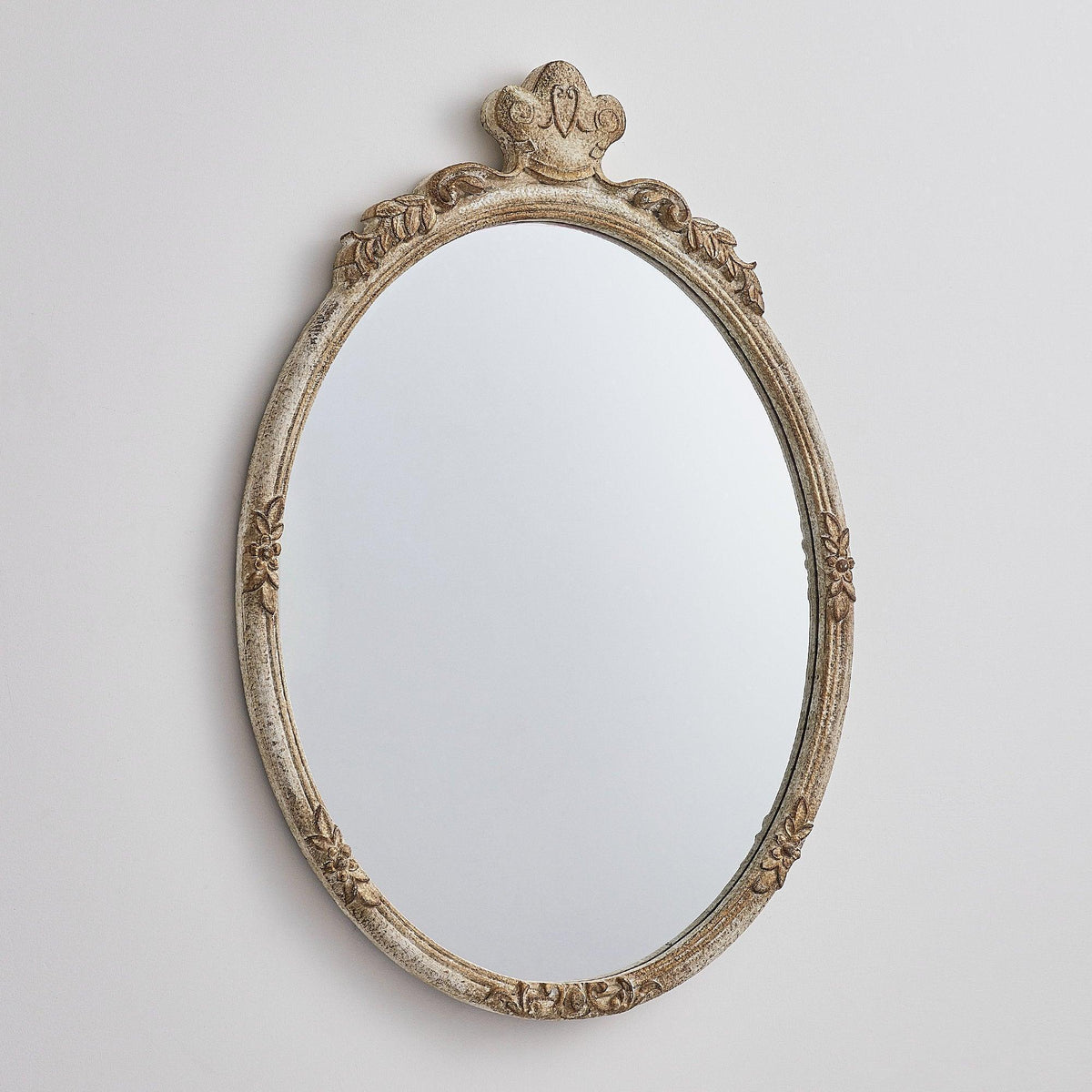 Traditional Oval Mirror With Wood Frame Rustic Decor Wall Mirror